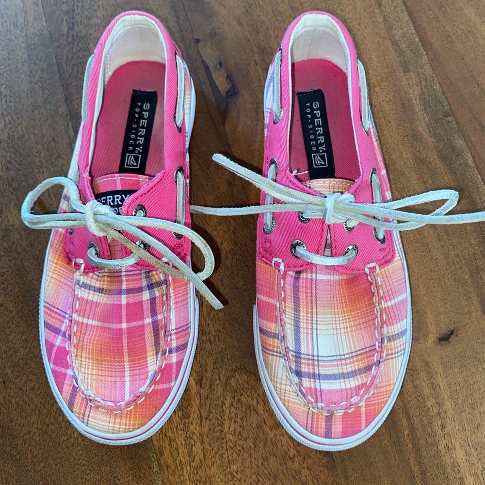 Pink/Orange Plaid Sperrys